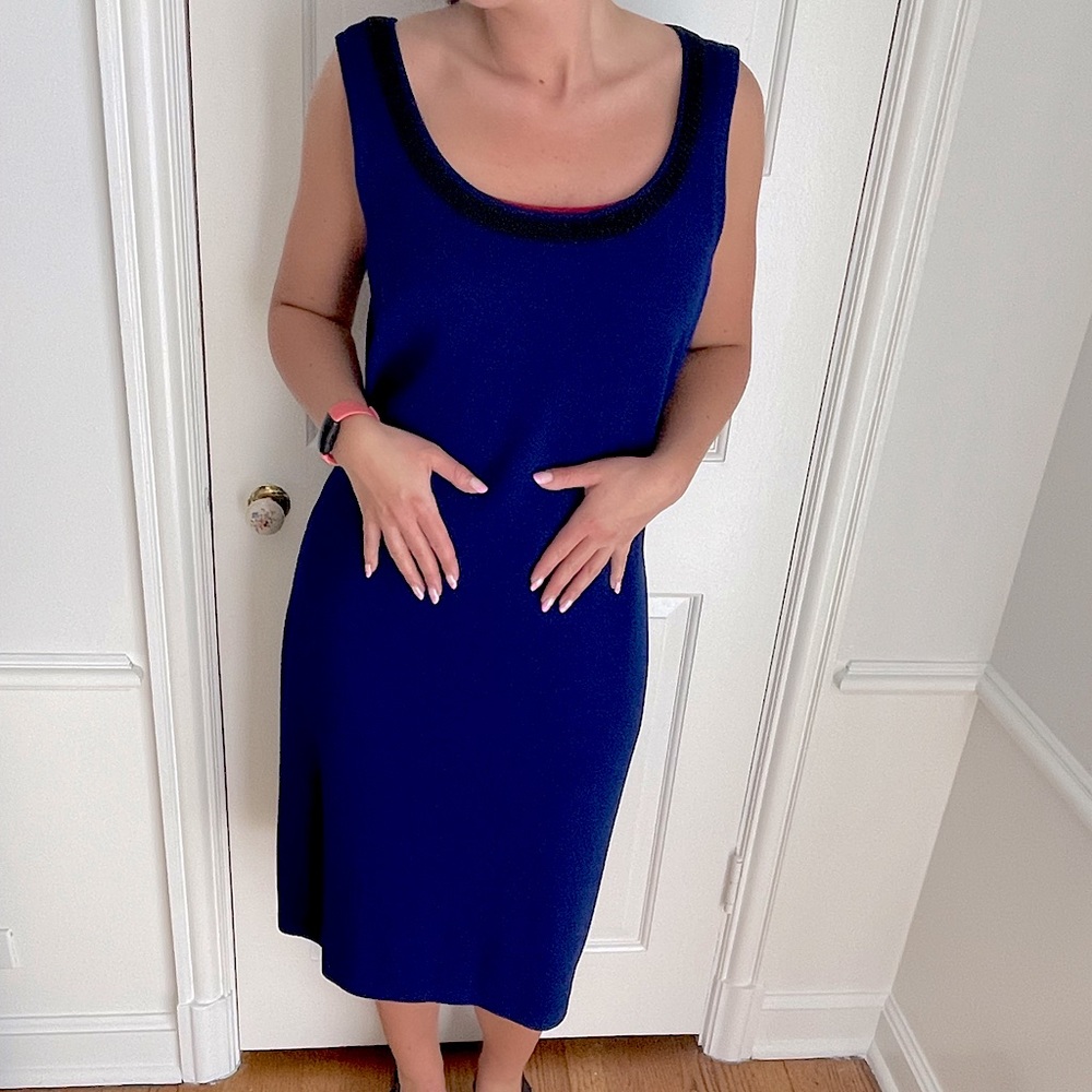 St. John Collection blue and black size 10 dress